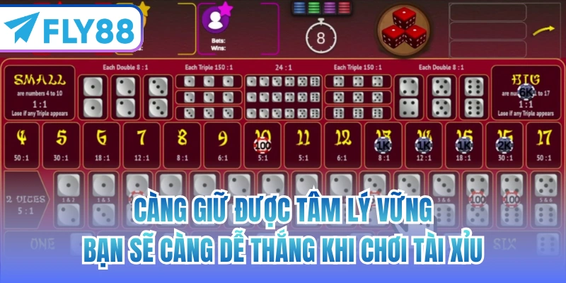 Càng giữ được tâm lý vững bạn sẽ càng dễ thắng khi chơi tài xỉu